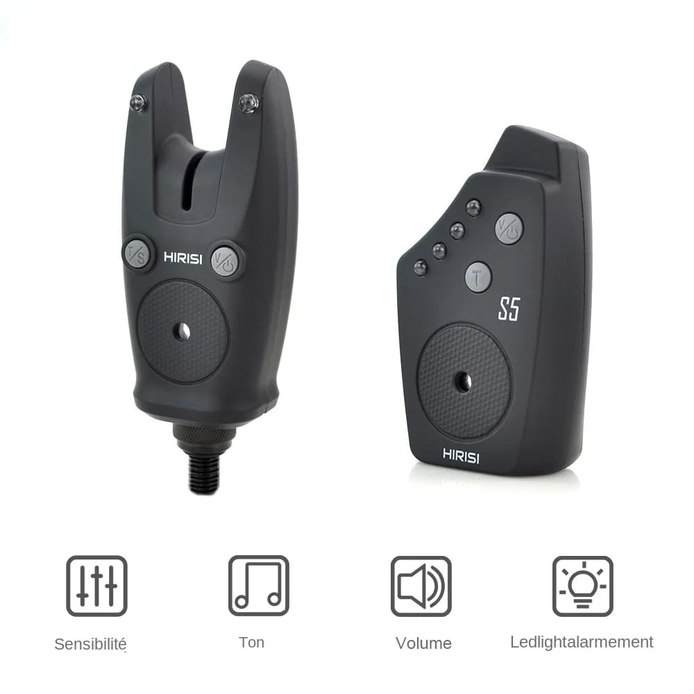 Kit d'alarmes de touche sans fil Hirisi waterproof - Système de détection de touches carpe - Accessoires pêche S5
