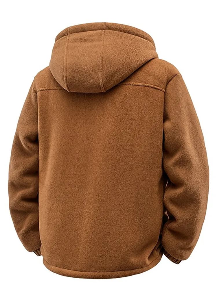 Manteau laine d'agneau épais couleur unie - Veste chaude coupe-vent taille plus homme