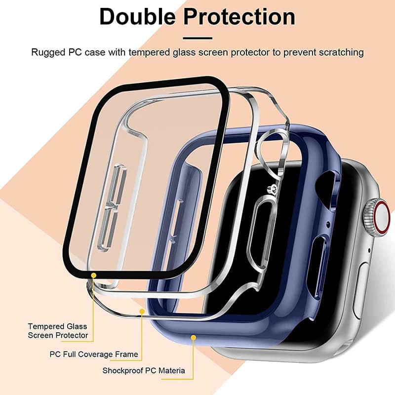 Protection Verre Trempé + Coque pour Apple Watch 45mm 41mm - Anti-Rayures pour Pêche et Sports Extrêmes