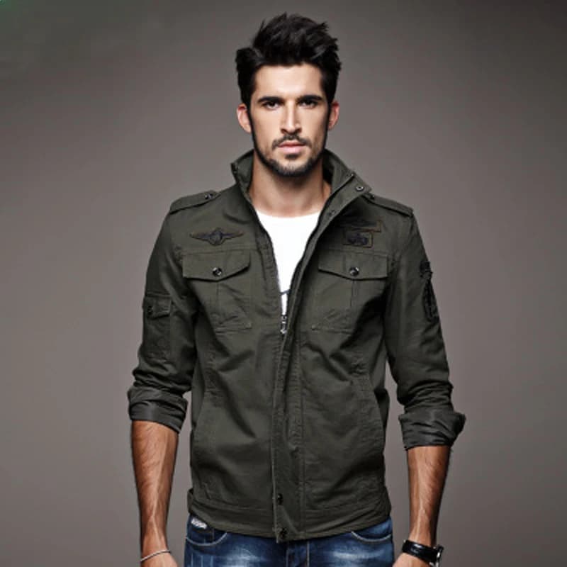 Veste militaire homme pêche cargo printemps automne grande taille armée air force pêche outdoor