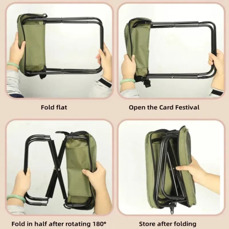 Tabouret pliant pêche ultra-léger pour sac à dos - Siège portable camping et pique-nique