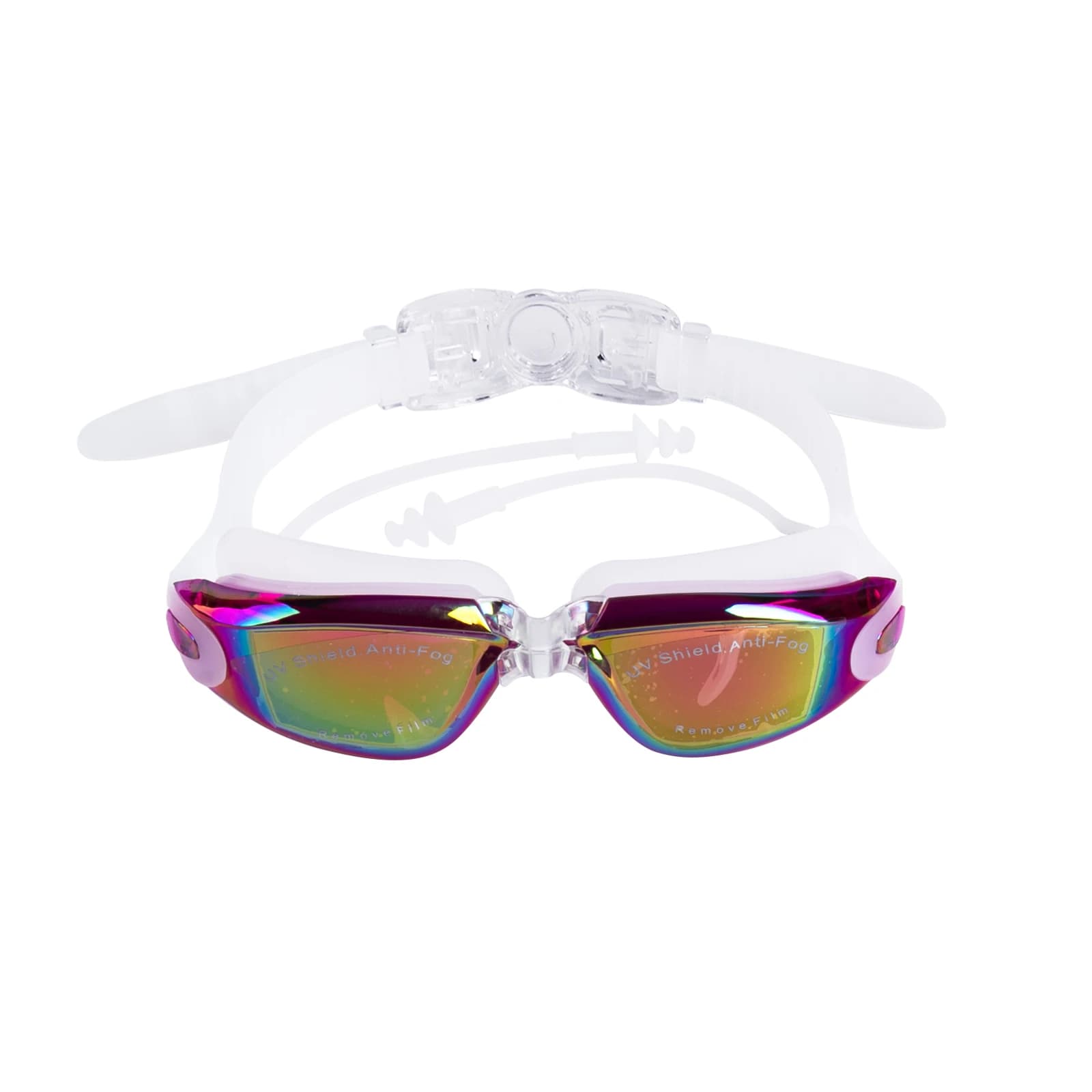 Lunettes de natation adultes miroir laser anti-buée avec bouchons d'oreilles étanches