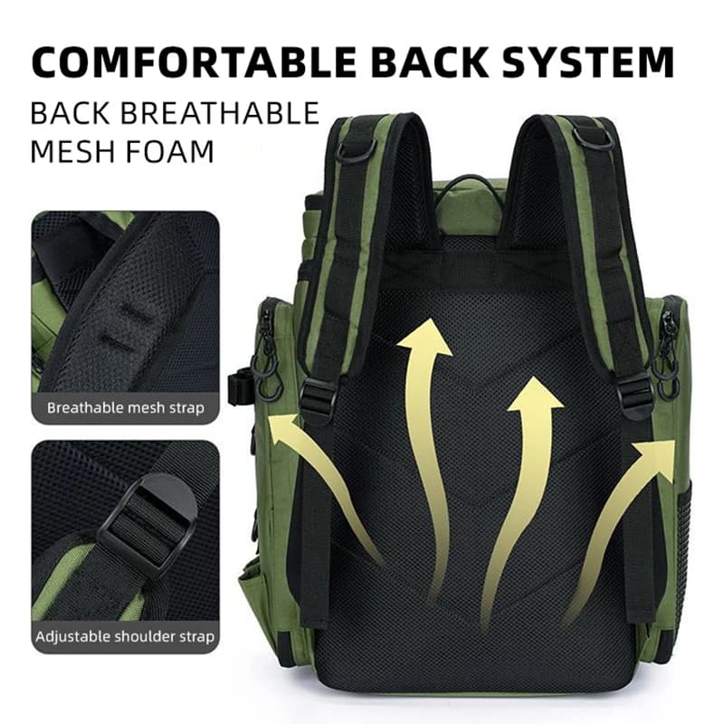 Sac à dos de pêche avec porte-cannes - Rucksack multifonction pour matériel de pêche et randonnée