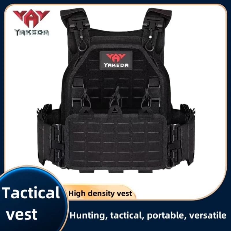 Gilet tactique YAKEDA 6094 détachable rapide - Équipement de pêche noir qualité supérieure laser cut