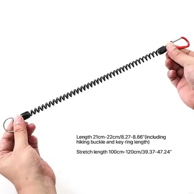 Corde extensible 22cm pratique pour suspension pêche avec ressort mousqueton escalade outil pêche