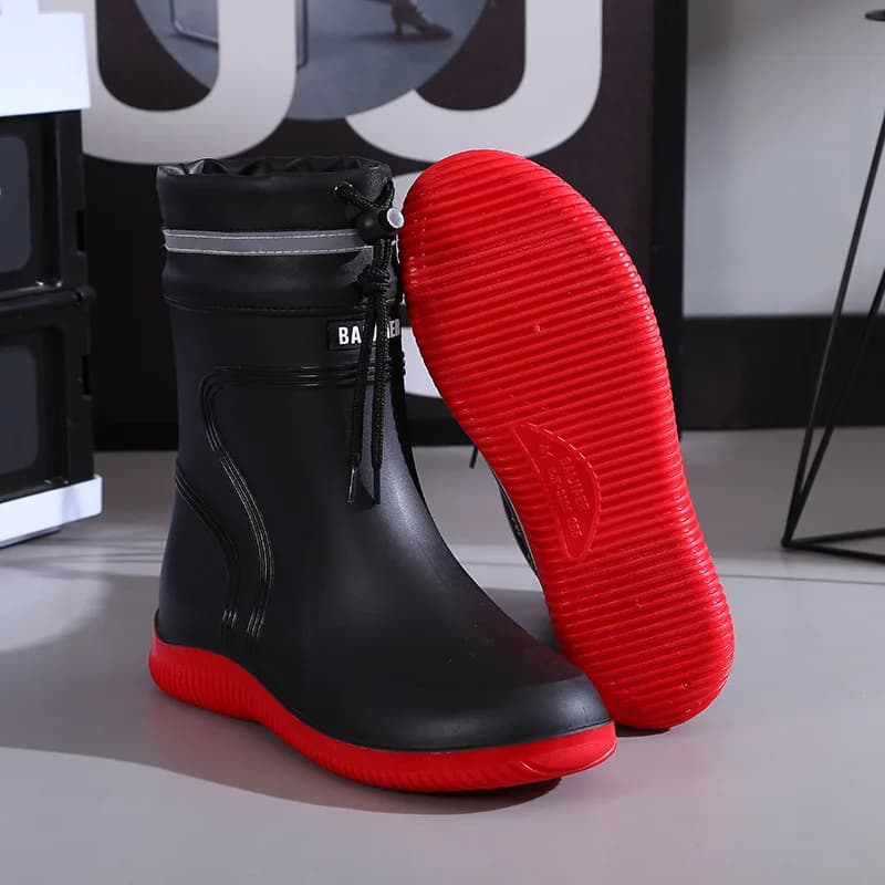 Bottes de pluie mi-mollet unisexes grandes tailles PVC antidérapantes chaudes travail pêche