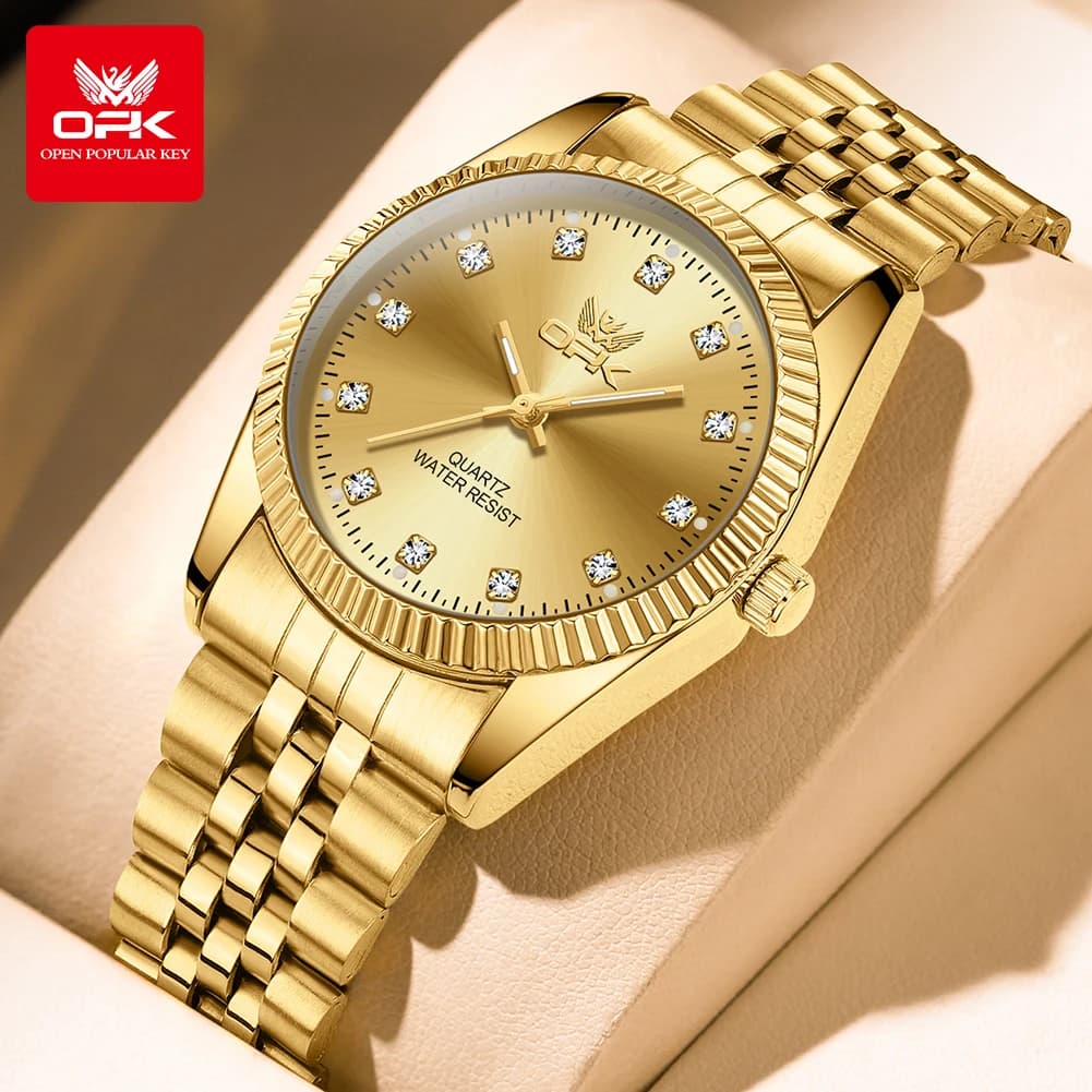 Montre homme OPK 6027 acier inox quartz - Échelle zirconium, étanche, lumineuse et automatique reloj hombre