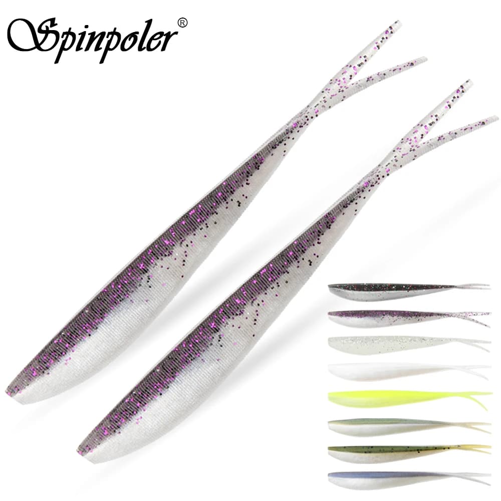 Leurres souples jerkbait 2-4 pouces Spinpoler pour drop shot bar, brochet, sandre