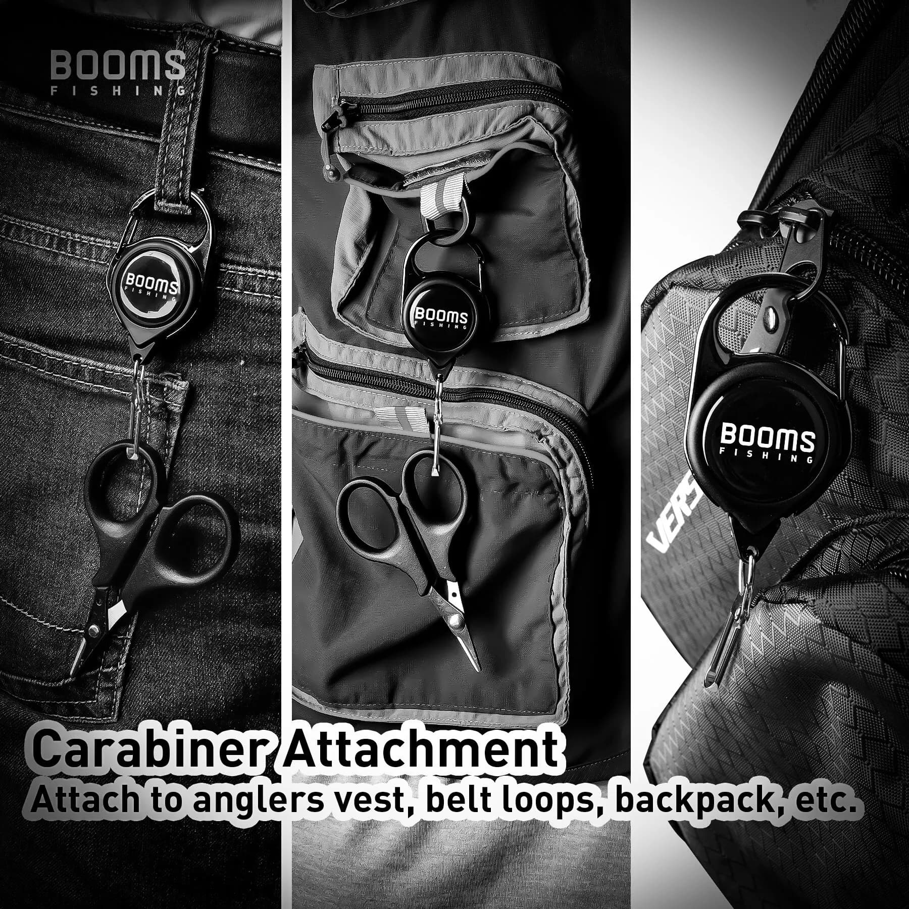 Rétractable pêche Booms 2 pièces clés anti-rouille ressort facile accessoires mouche zinger badge