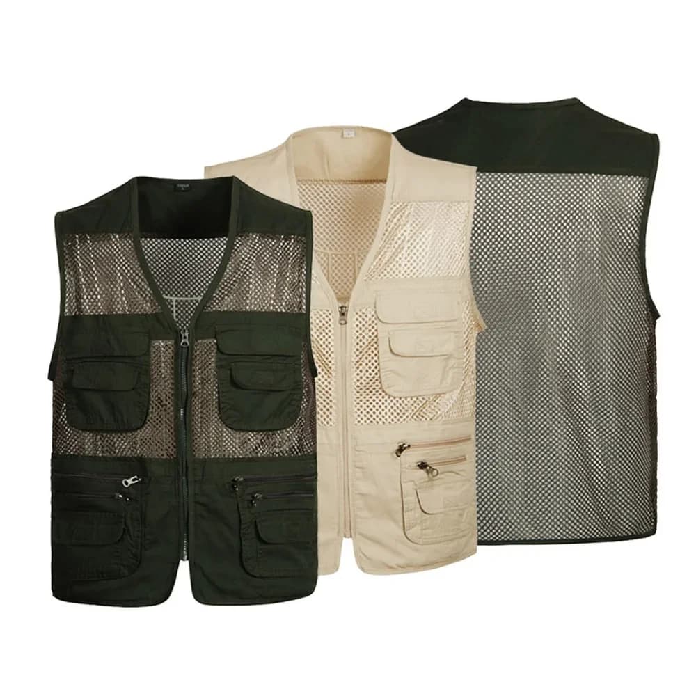 Gilet pêche grande taille mesh respirant - Veste sans manches multi-poches séchage rapide travail