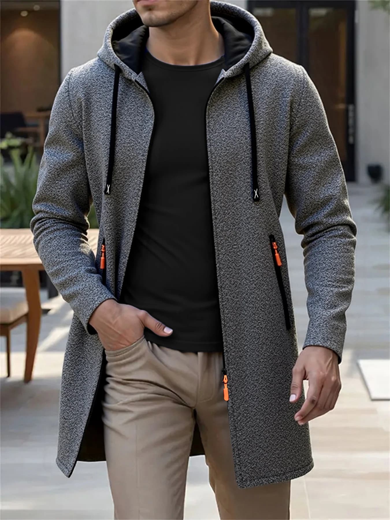 Veste pêche à capuche tricotée - Vêtement polyvalent pour pêche printemps automne