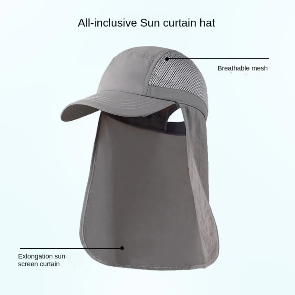 Casquette de pêche protection solaire avec rabat cou-nuque réglable pour homme et femme été