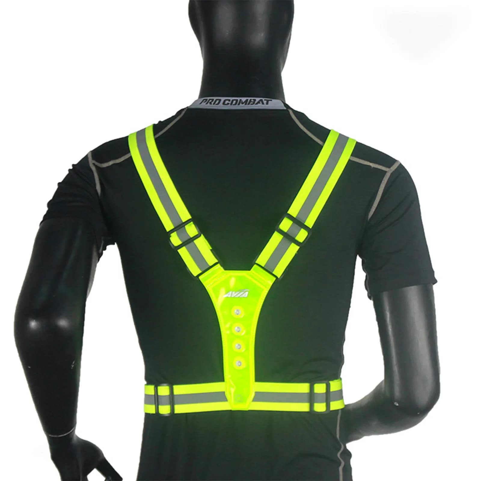 Gilet running LED réfléchissant en V - Veste lumineuse sécurité nuit pêche cyclisme - Élastique haute visibilité
