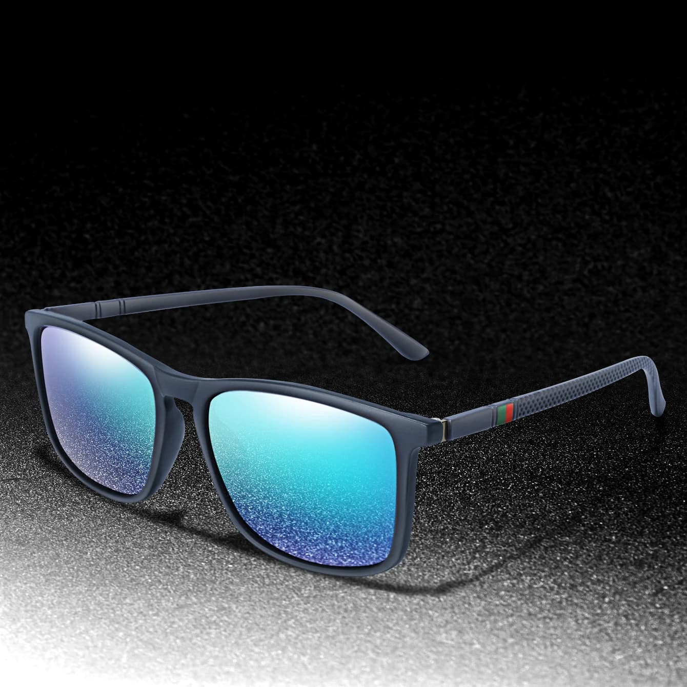 Lunettes de pêche luxe carrées polarisées anti-vent cyclisme conduite UV400 - Haut de gamme
