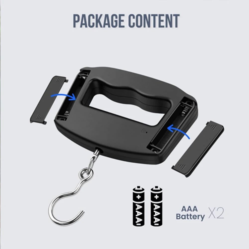 Balance suspendue portable 50kg/110lb - Écran LCD digital - Pour bagages, pêche, pesée voyage avec poignée