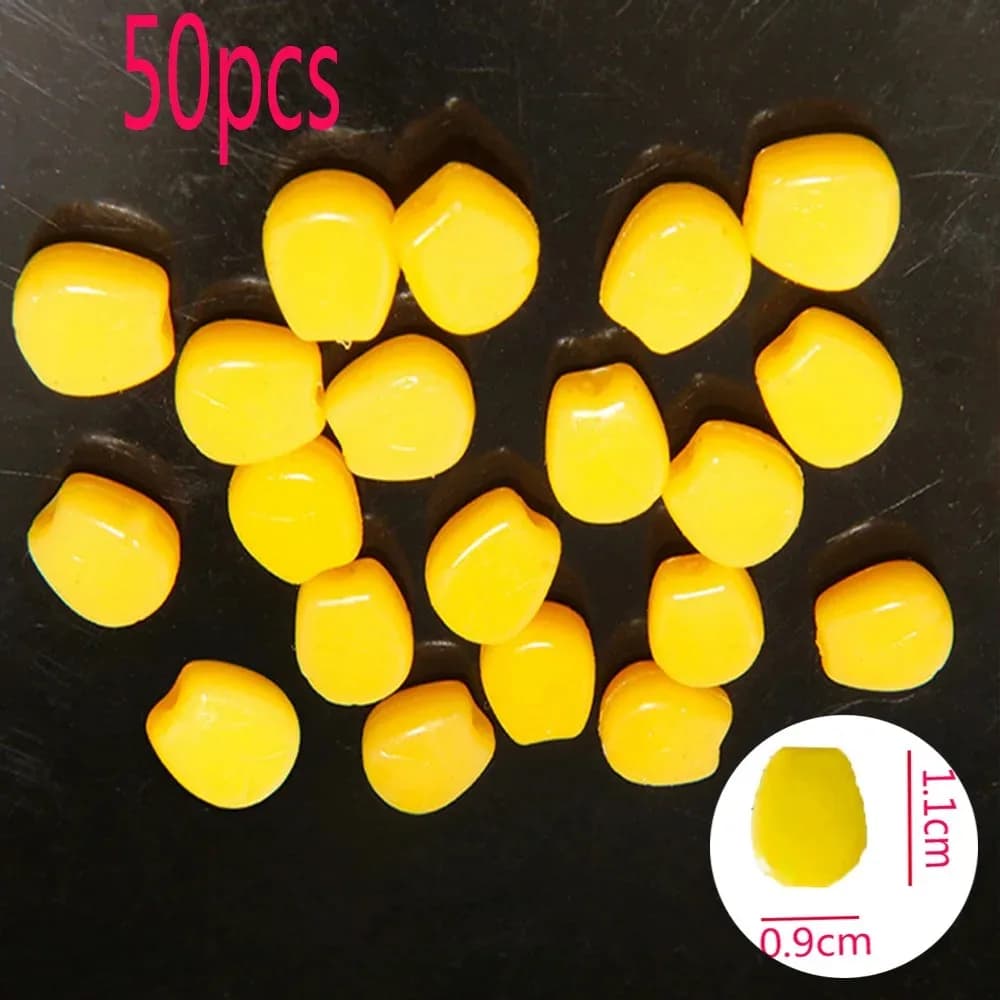 Bouillettes flottantes silicone 50 pièces saveur maïs herbe - Appâts artificiels pêche carpe pellets souples
