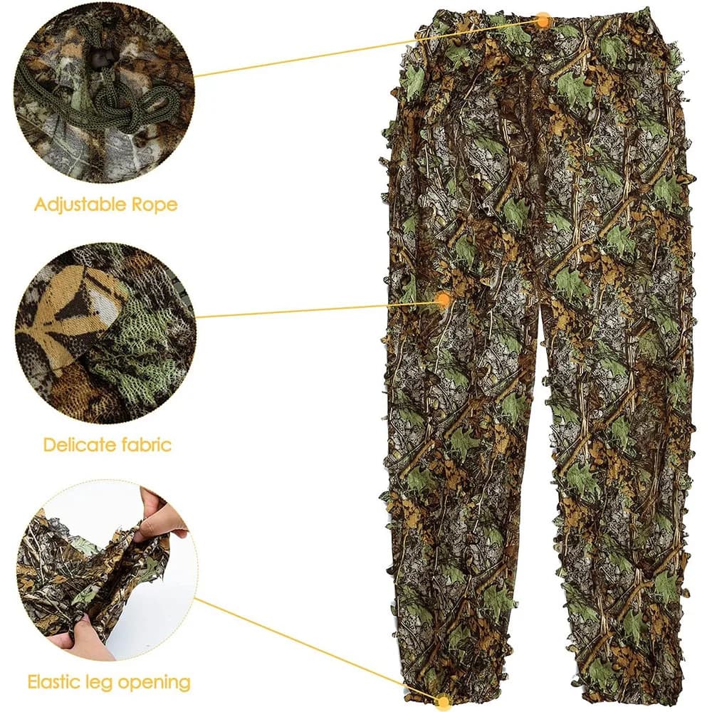 Ghillie Suit 3D Bionique Homme Femme Enfant - Tenue Tactique Camouflage Feuilles pour Pêche