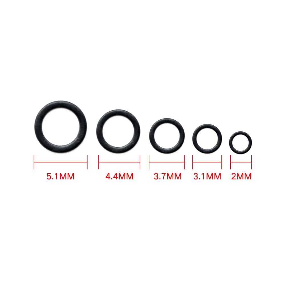 60 anneaux rig pêche carpe tailles multiples - O rings 2.0mm à 5.1mm pour montages hameçons liens