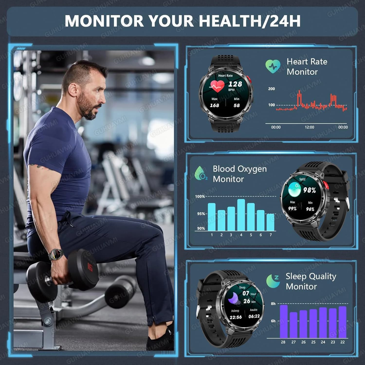 Montre T-Rex3 Ultra 2026 - Smartwatch pêche 1100mAh 1.7" écran large étanche 5ATM appels sport