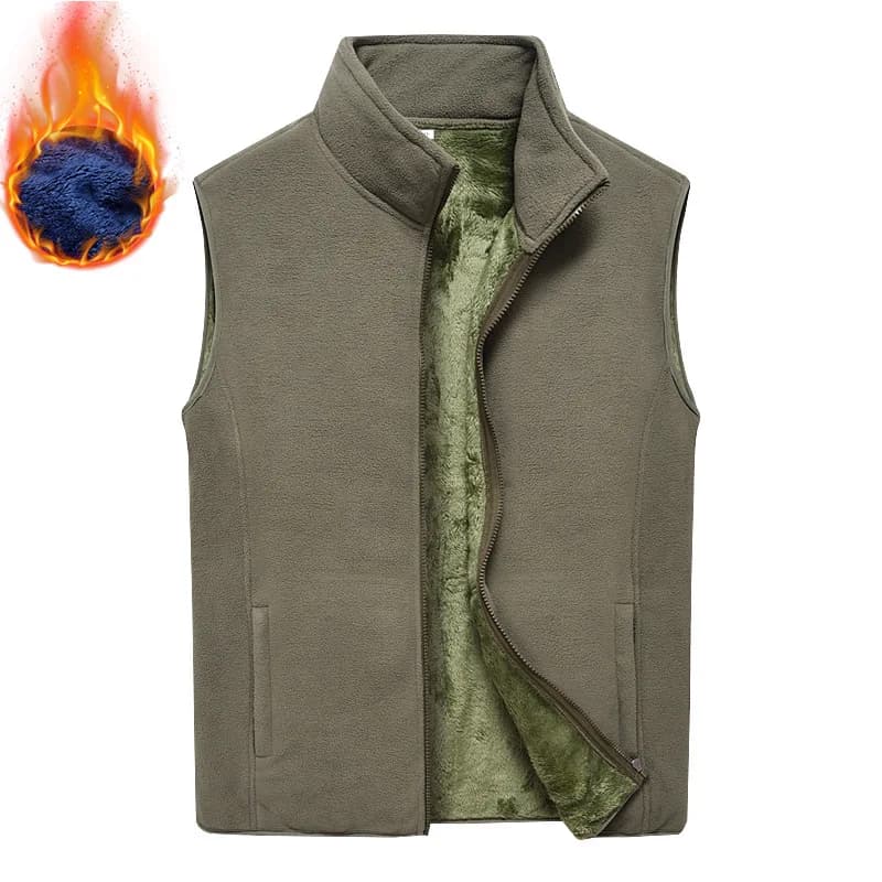 Gilet chaud sans manches laine mouton cachemire automne pêche col montant décontracté oversize homme