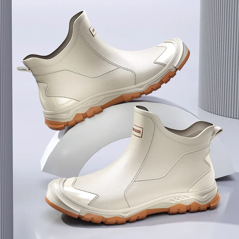 Bottes de chantier basses PVC à talon épais pour pêche construction antidérapantes confortables slip-on
