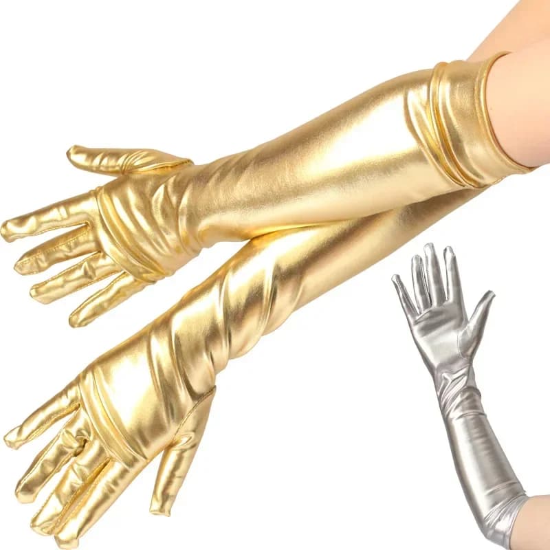 Gants cuir brillant pêche spectacle - style y2k pour pêcheurs créatifs et événements