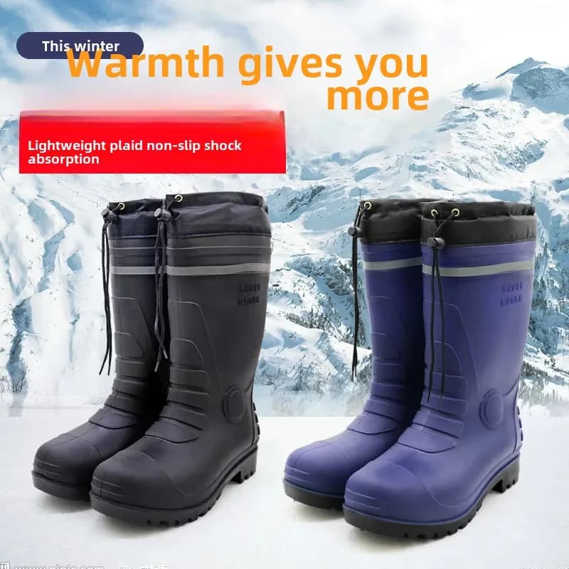 Bottes travail homme hiver doublure polaire chaude imperméables sécurité réfléchissantes mine genou