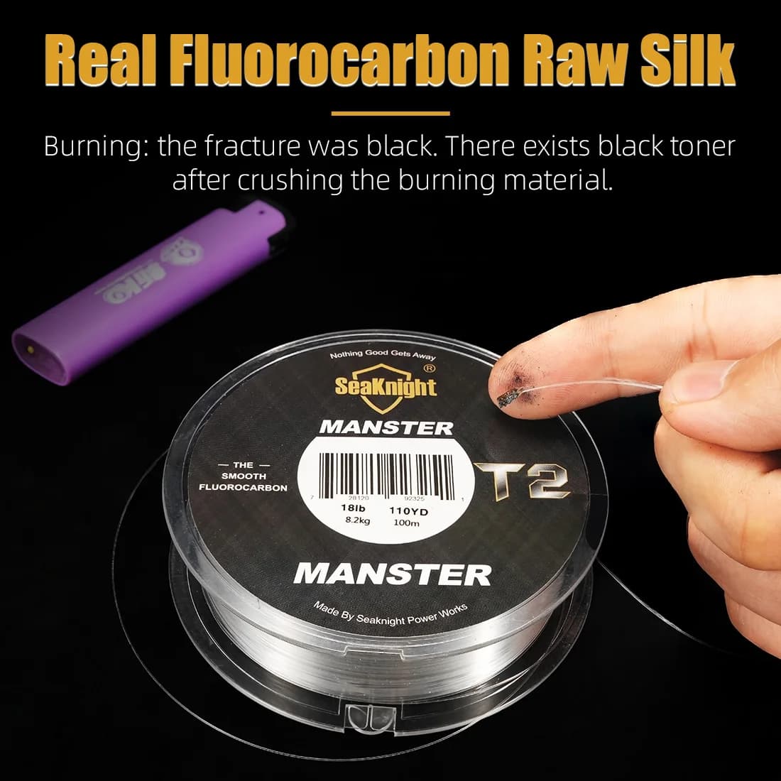 Ligne fluorocarbone 100% SeaKnight MANSTER T2 100m 3-35lb pêche mer ligne coulante carbone améliorée