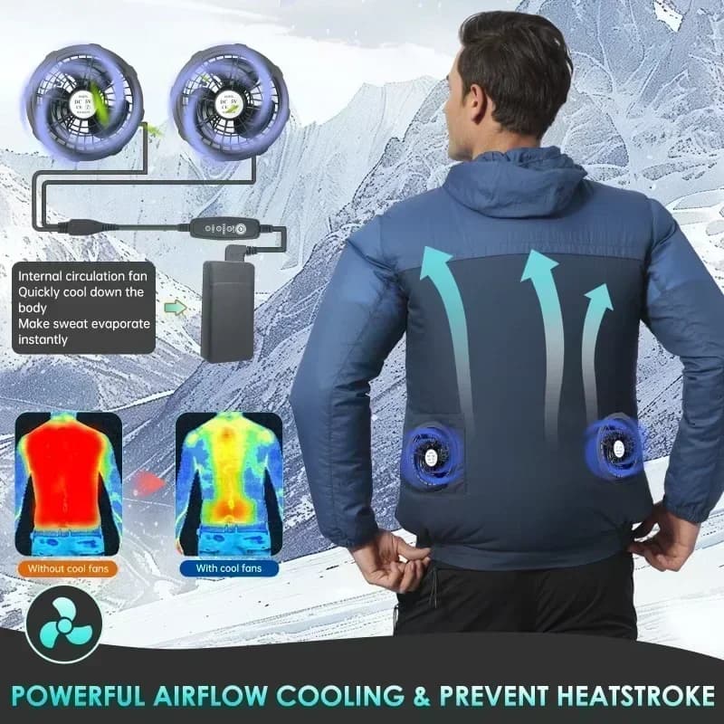 Veste rafraîchissante ventilée 5V pour pêche - 3 vitesses ajustables - Vêtement climatisé été travail