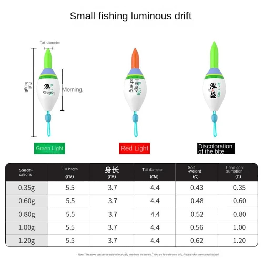 Indicateur de pêche de nuit électronique LED flotteur coulissant avec lumière verte et rouge pour bouchon