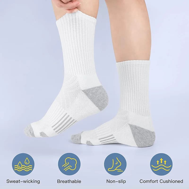 Chaussettes sport performance running mi-mollet - Respirantes amorties pour pêche endurance