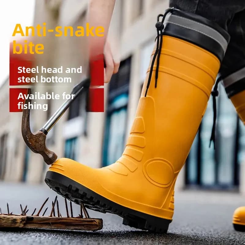 Bottes de pêche PVC à bout rond renforcées acier - Imperméables, anti-écrasement et résistantes aux accrocs
