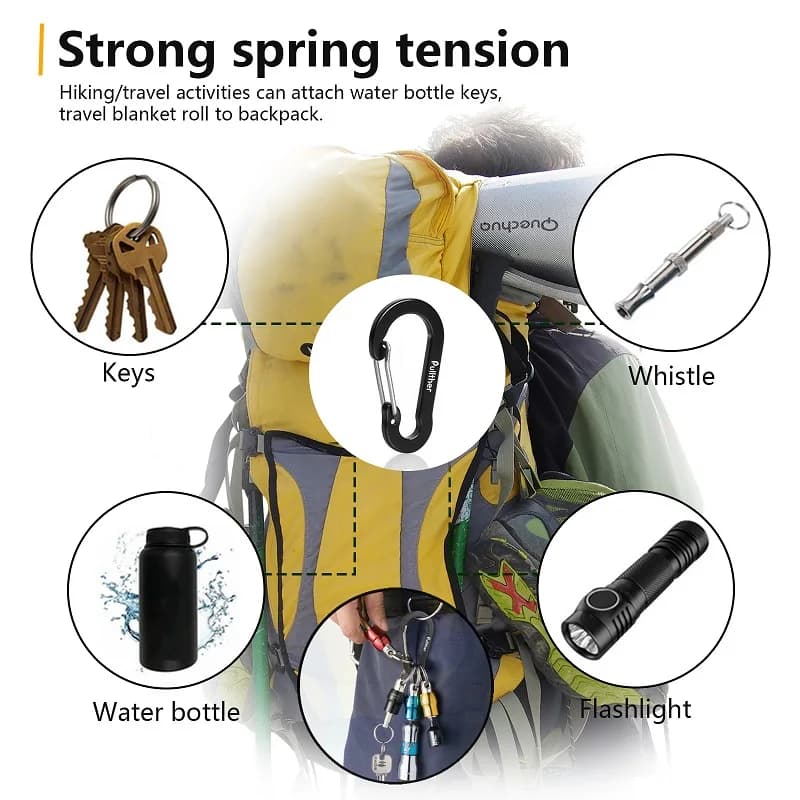 Mousqueton de pêche en aluminium 5 cm D-ring, accessoire multi-outils pour équipement de camping et voyage