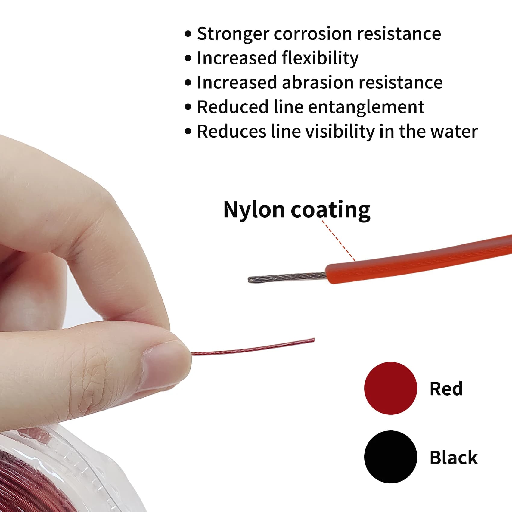 Fil leader acier inoxydable nylon 1x7 & 7x7 20-135lb 9.2m & 30m pour pêche mer et montages résistants
