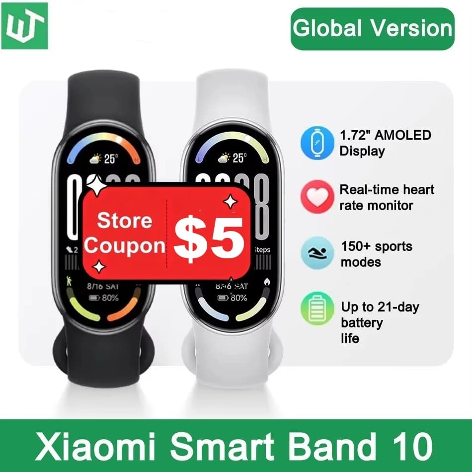 Bracelet connecté Xiaomi Mi Band 10 - Autonomie 21 jours étanche 5ATM pour pêcheurs endurance