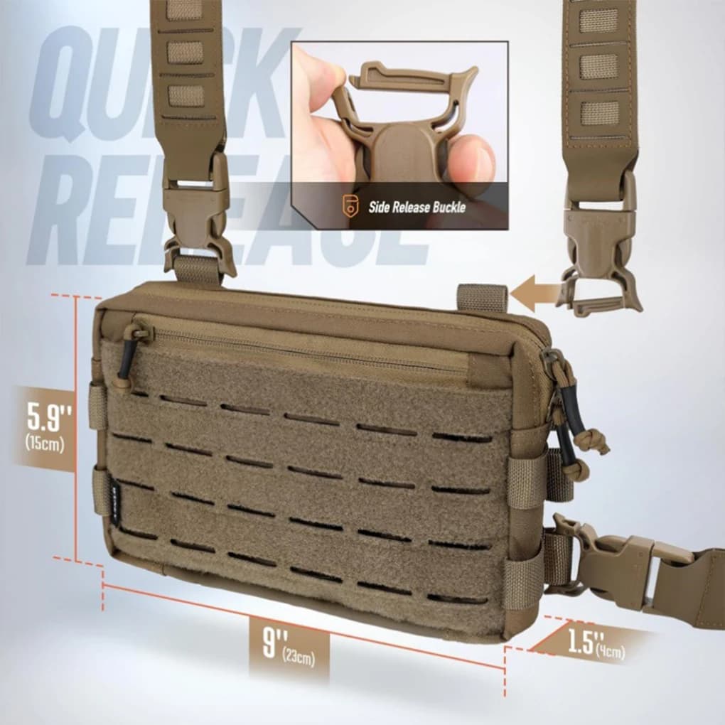 Gilet multifonction voyage outdoor - Sac poitrine tactique pour camping randonnée pêche chasse
