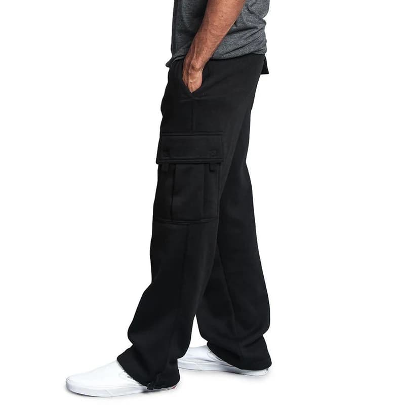 Pantalon jogging loose homme streetwear sport - Coupe droite multi-poches cordon serrage
