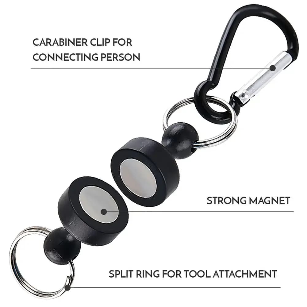 Mousqueton magnétique avec porte-clés pour pêche - Accessoire anti-chute pour matériel