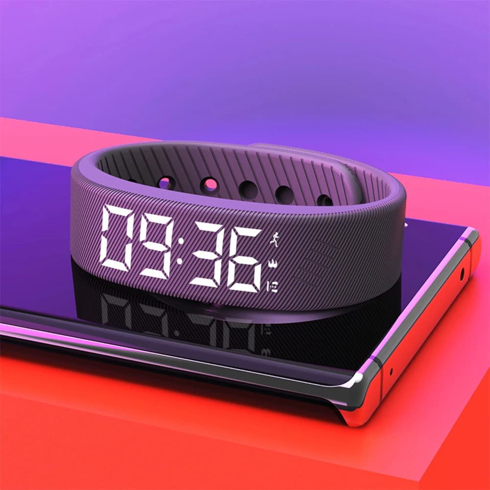 Bracelet LED numérique étanche - Podomètre running, alarme vibration, montre intelligente sport - Smartband