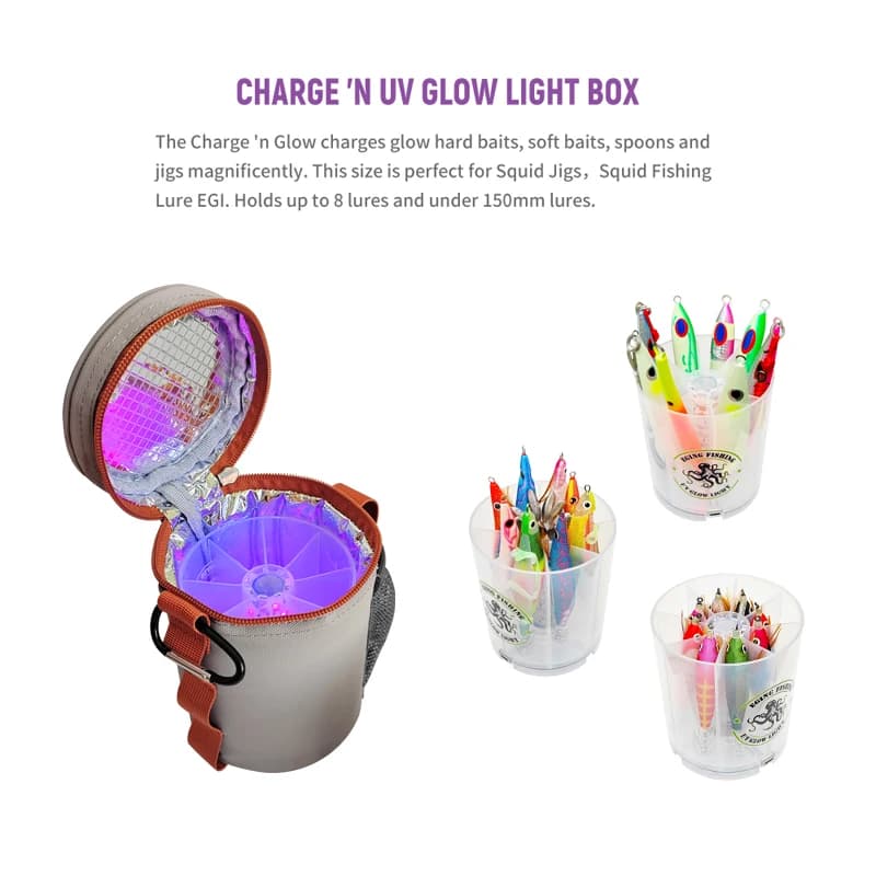 Boîte de pêche étanche avec lumière UV pour leurres, jigs et appâts rigides