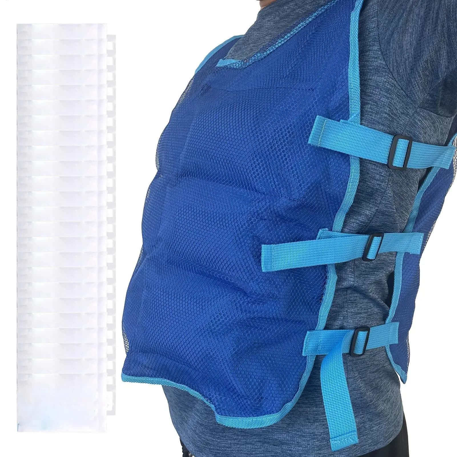 Veste Rafraîchissante Été avec Packs de Glace - Gilet de Sécurité Anti-Chaleur Réglable pour la Pêche