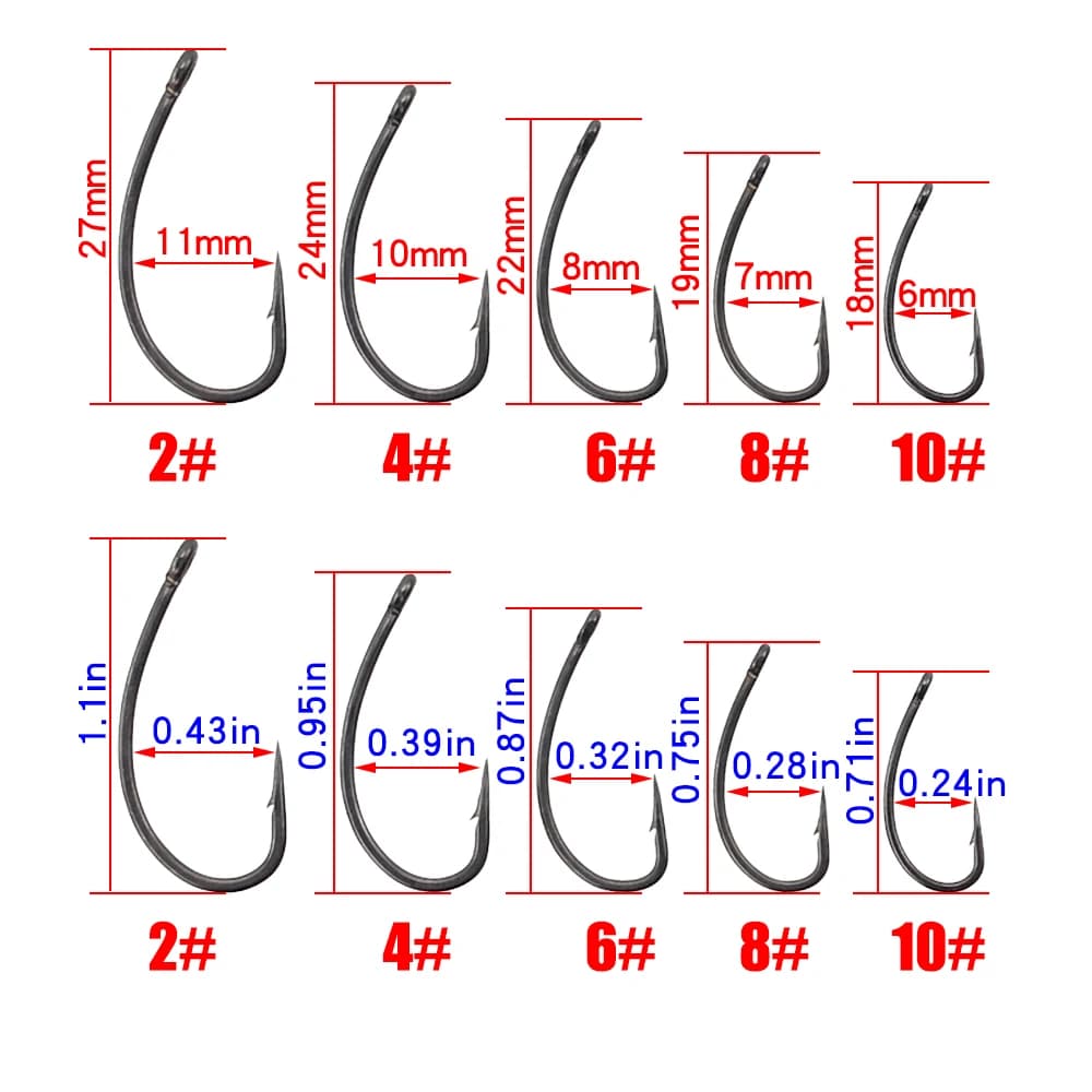 Hirisi 30x hameçons carpe micro-barbelés PTFE revêtus acier haute teneur en carbone accessoires pêche
