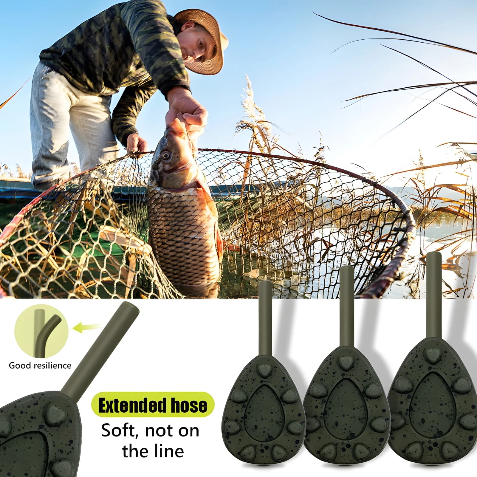 Plombs pêche carpe 1 à 5 pièces 2oz à 4oz style inline - plombs ledger casting pour feeder