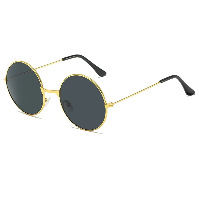 Lunettes de soleil vintage rondes unisexe pour pêche - Cadre métal rouge jaune protection UV marine