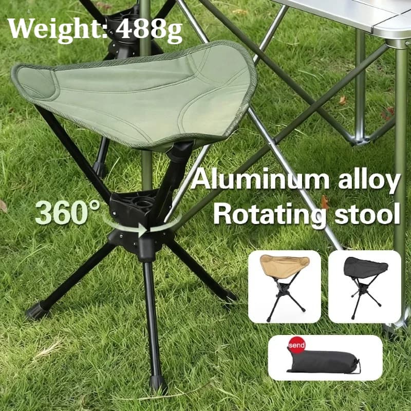 Chaise camping rotation 360° ultra légère aluminium pliable pêche pique-nique tissu oxford 600D siège