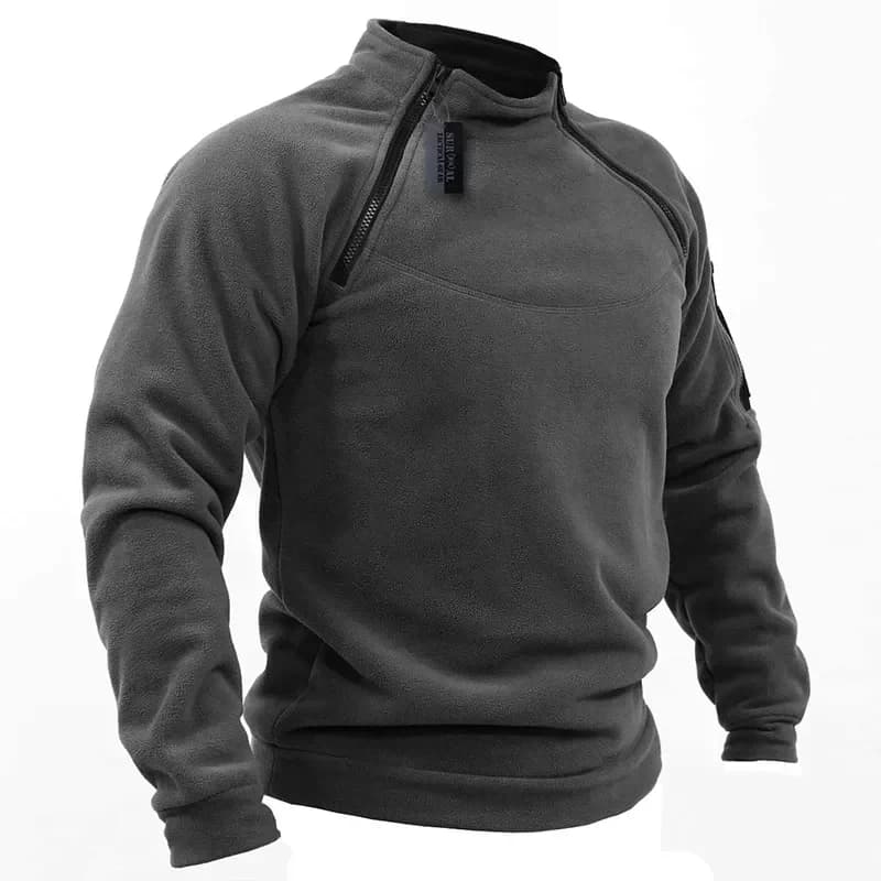 Pull polaire tactique outdoor homme - Chaleur zippée pour pêche hivernale et randonnée