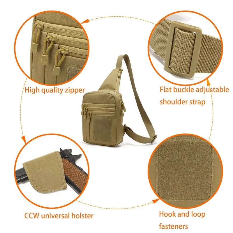 Sac poitrine tactique pour pistolet de pêche - Discret et convertible en sac à dos