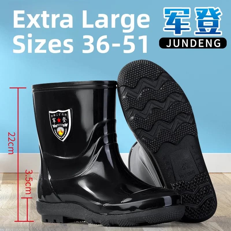Bottes de pluie homme grande taille mollet large PVC imperméables anti-dérapantes toutes saisons confort