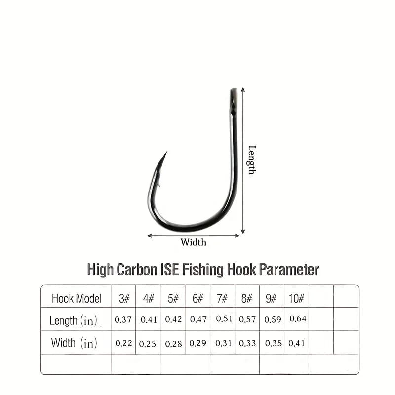 Kit de Hameçons Extra Tranchants T-Shaped - 5 Hameçons avec Fil pour Pêche, Tailles 3# à 10#