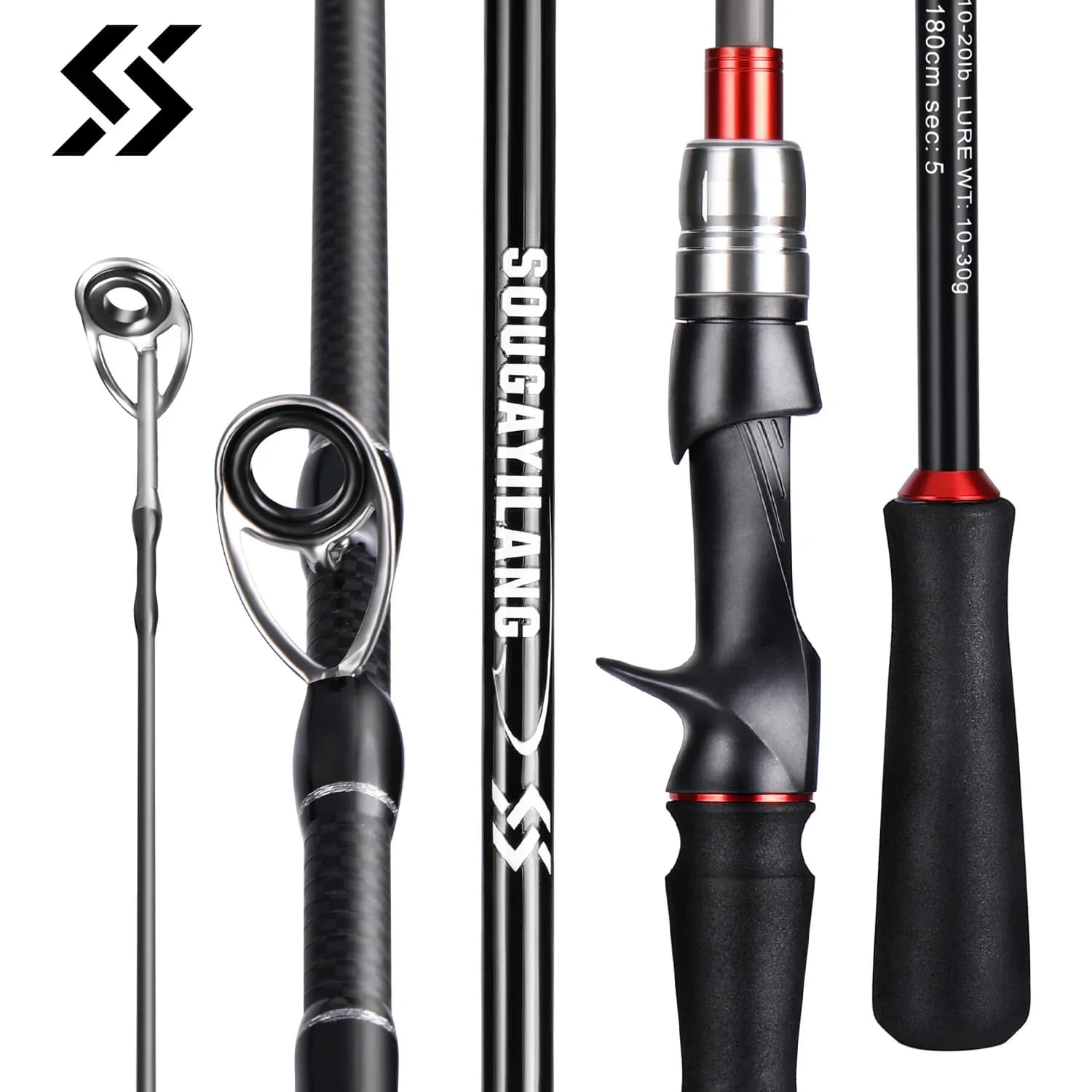 Canne leurre Sougayilang 1.8m 2.1m spinning casting carbone poignée EVA pêche carnassiers mer rivière